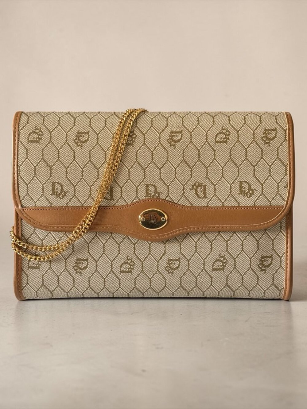 Vintage Christian Dior Honeycomb Monogram Chain Crossbody/Clutch